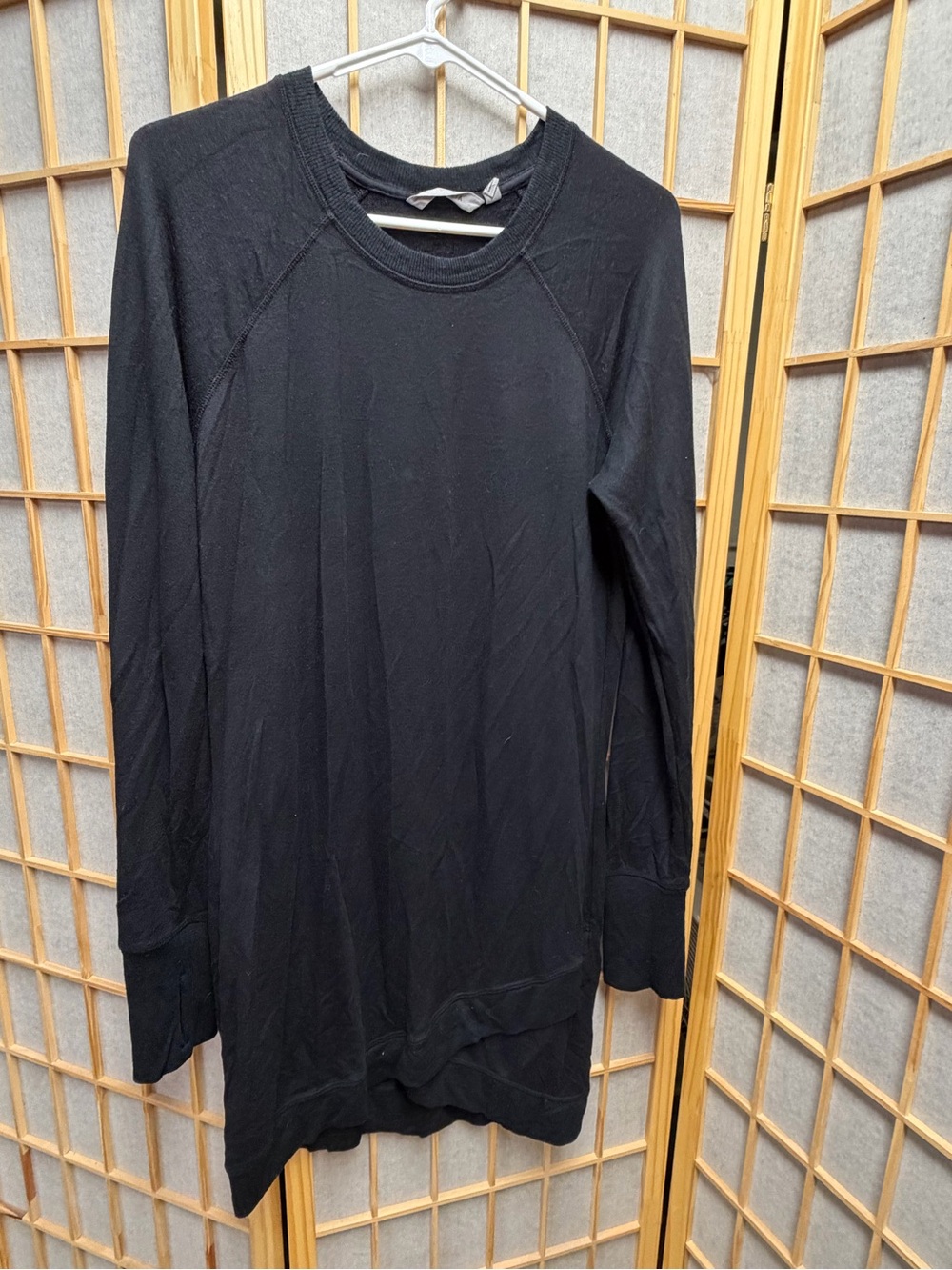 Athleta Black Crewneck Tunic Sweatshirt